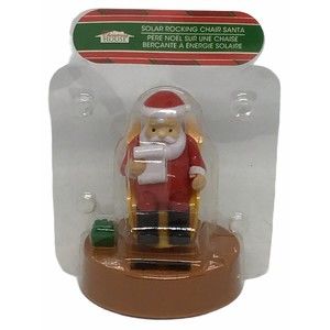 Solar Powered Christmas House Rocking Chair Santa Claus Reading List Sun NEW